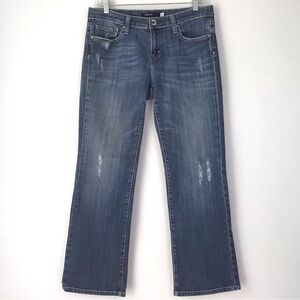 Vigoss London Boot Cut Distressed Jeans Size 11 Medium Wash Stretch Blue Denim